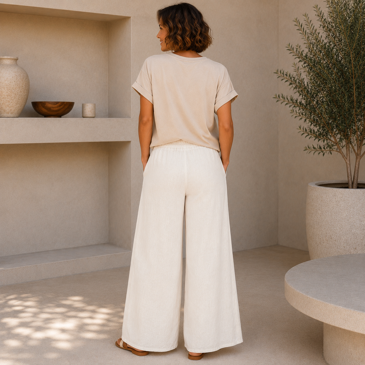 Vera May Italian Linen Latte Pant 6708