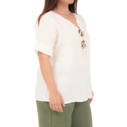 6712 LATTE ITALIAN LINEN TOP
