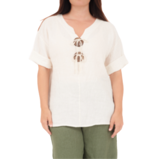 6712 LATTE ITALIAN LINEN TOP