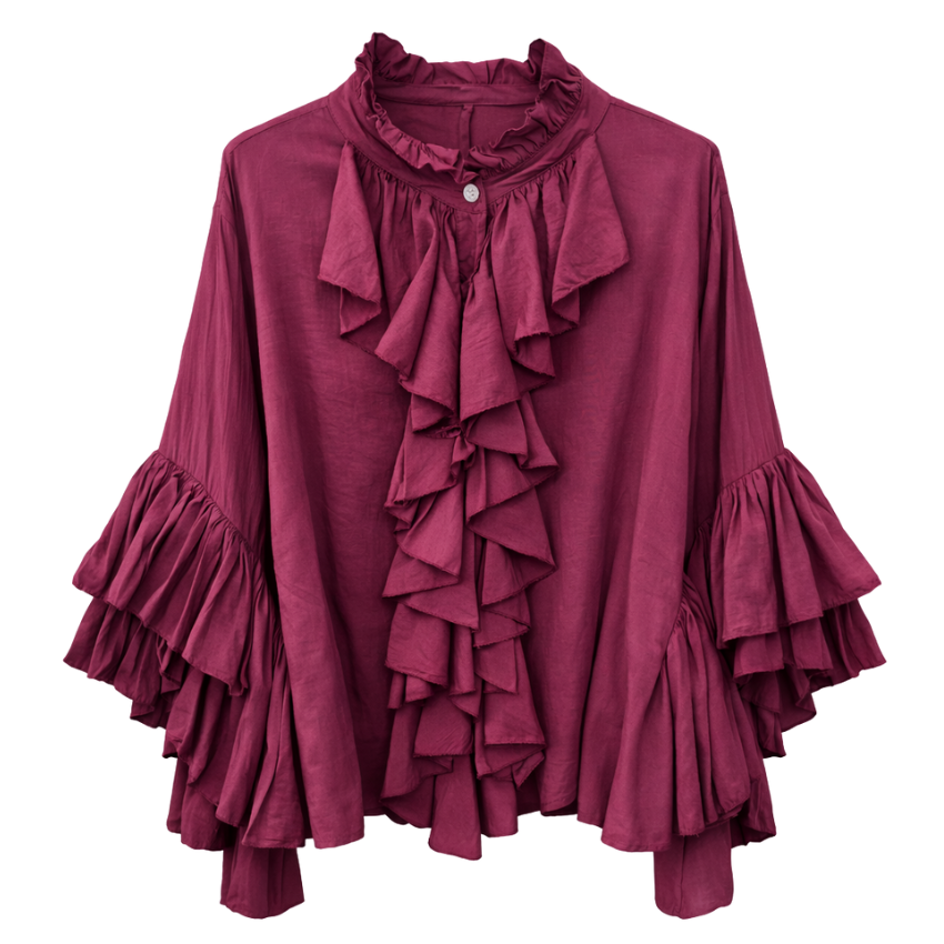 6788 Vera May Italian Cotton Frill Top- One Size