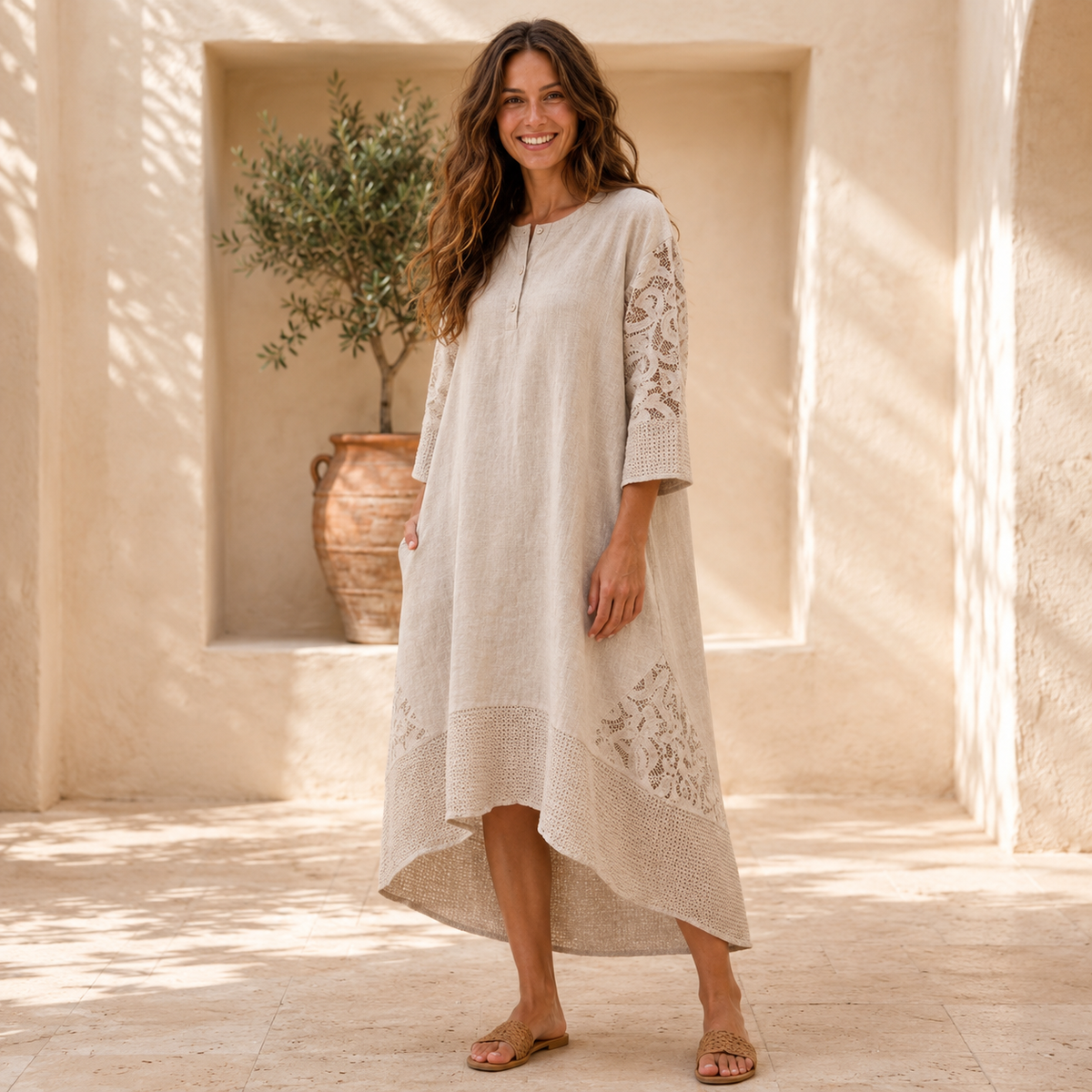 Vera May cashmere Italian linen dress 6903