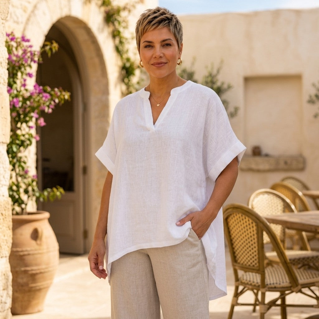 Vera May white Italian linen top 6993