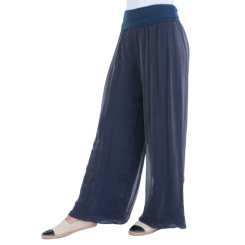 VERA MAY NAVY ITALIAN SILK PANT 8030
