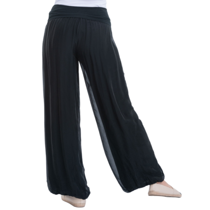 VERA MAY BLACK ITALIAN SILK PANT 8030