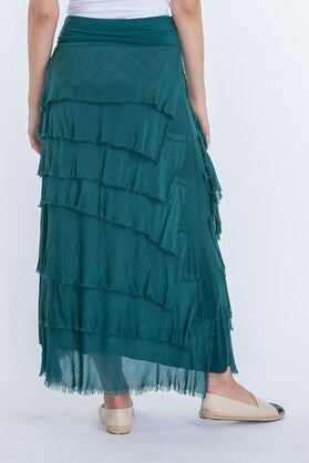 VERA MAY GREEN ITALIAN SILK SKIRT 9608