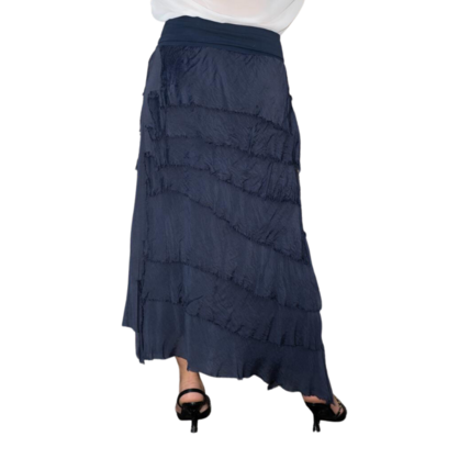 VERA MAY NAVY ITALIAN SILK SKIRT 9608