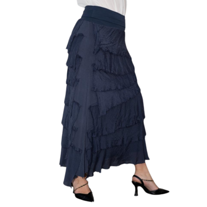 VERA MAY NAVY ITALIAN SILK SKIRT 9608