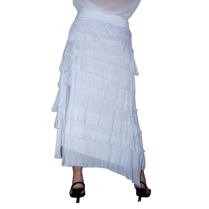 VERA MAY WHITE ITALIAN SILK SKIRT 9608