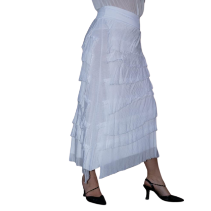 VERA MAY WHITE ITALIAN SILK SKIRT 9608