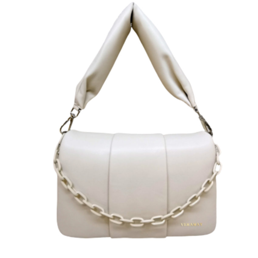 VERA MAY ALEXIS WHITE VEGAN LEATHER HANDBAG