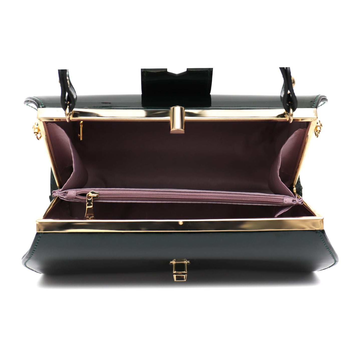 Bessie Vera May Shiny Patent Vegan Emerald Green Handbag