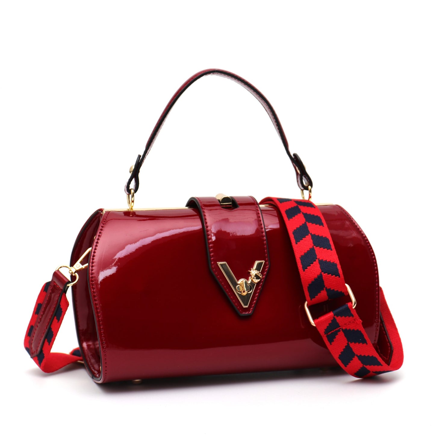 Bessie Vera May Shiny Patent Vegan Red Handbag