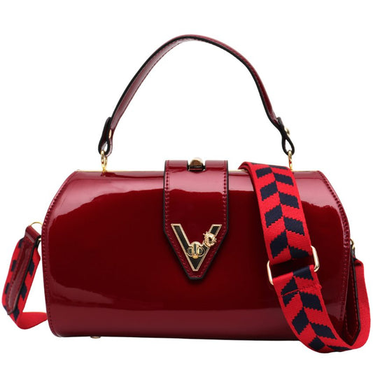 Bessie Vera May Shiny Patent Vegan Red Handbag