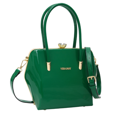 BRYSON VERA MAY SHINY PATENT VEGAN GUCCI GREEN HANDBAG