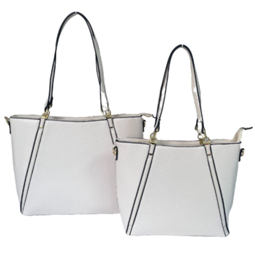 VERA MAY DAISY WHITE SET OF 2 VEGAN LEATHER HANDBAG