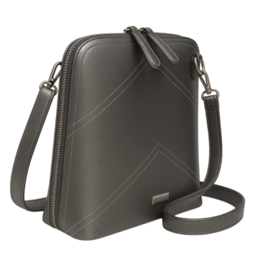 VERA MAY DAYNA GUNMETAL VEGAN LEATHER HANDBAG