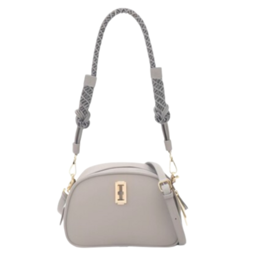 VERA MAY ELAINE GREY VEGAN LEATHER HANDBAG