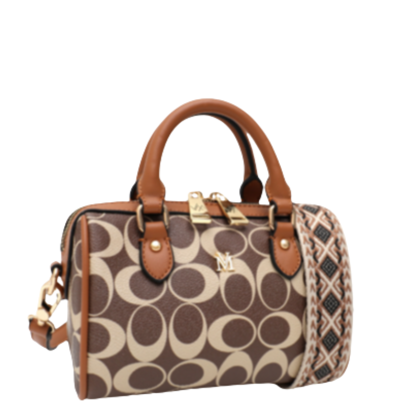 VERA MAY EMBER BRN/TAN VEGAN LEATHER HANDBAG