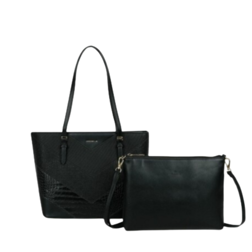 VERA MAY FAITH BLACK SET OF 2 VEGAN FASHION HANDBAG