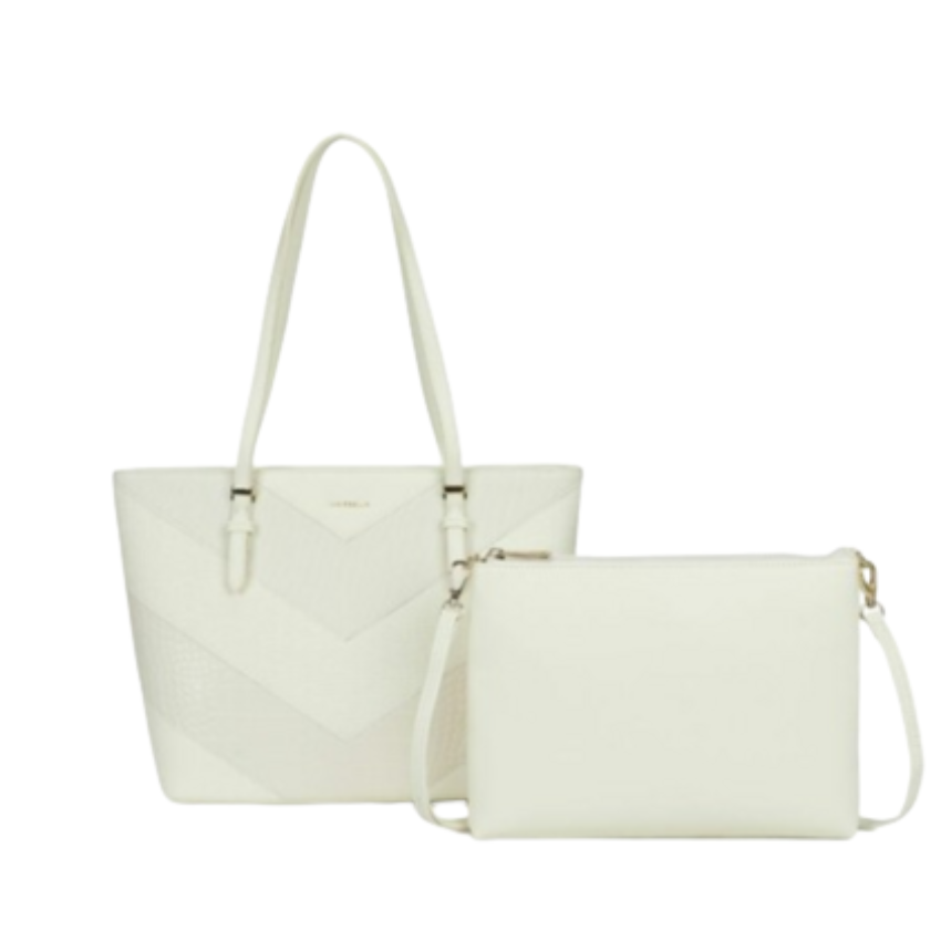 VERA MAY FAITH WHITE SET OF 2 VEGAN FASHION HANDBAG