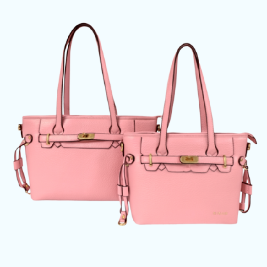 VERA MAY FERRA PINK SET OF 2 VEGAN LEATHER HANDBAG