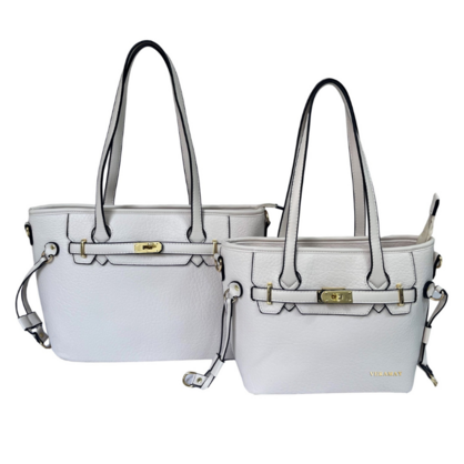 VERA MAY FERRA WHITE SET OF 2 VEGAN LEATHER HANDBAG