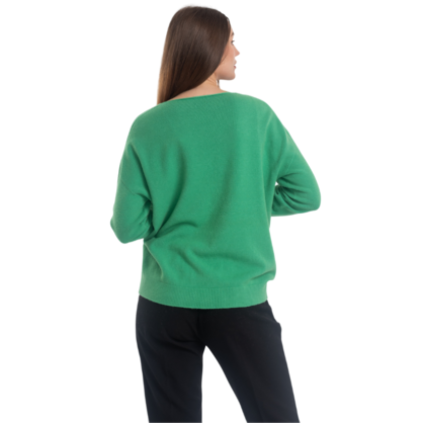 Vera May Italian Green V-Neck Sweater 0007