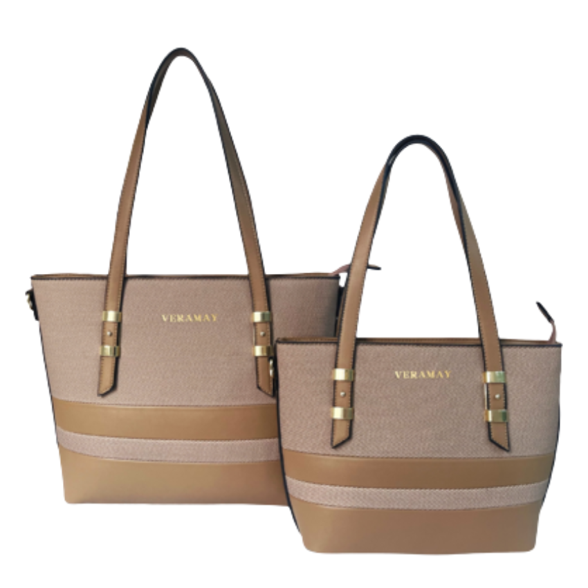 VERA MAY IGGI TAN SET OF 2 VEGAN LEATHER HANDBAG