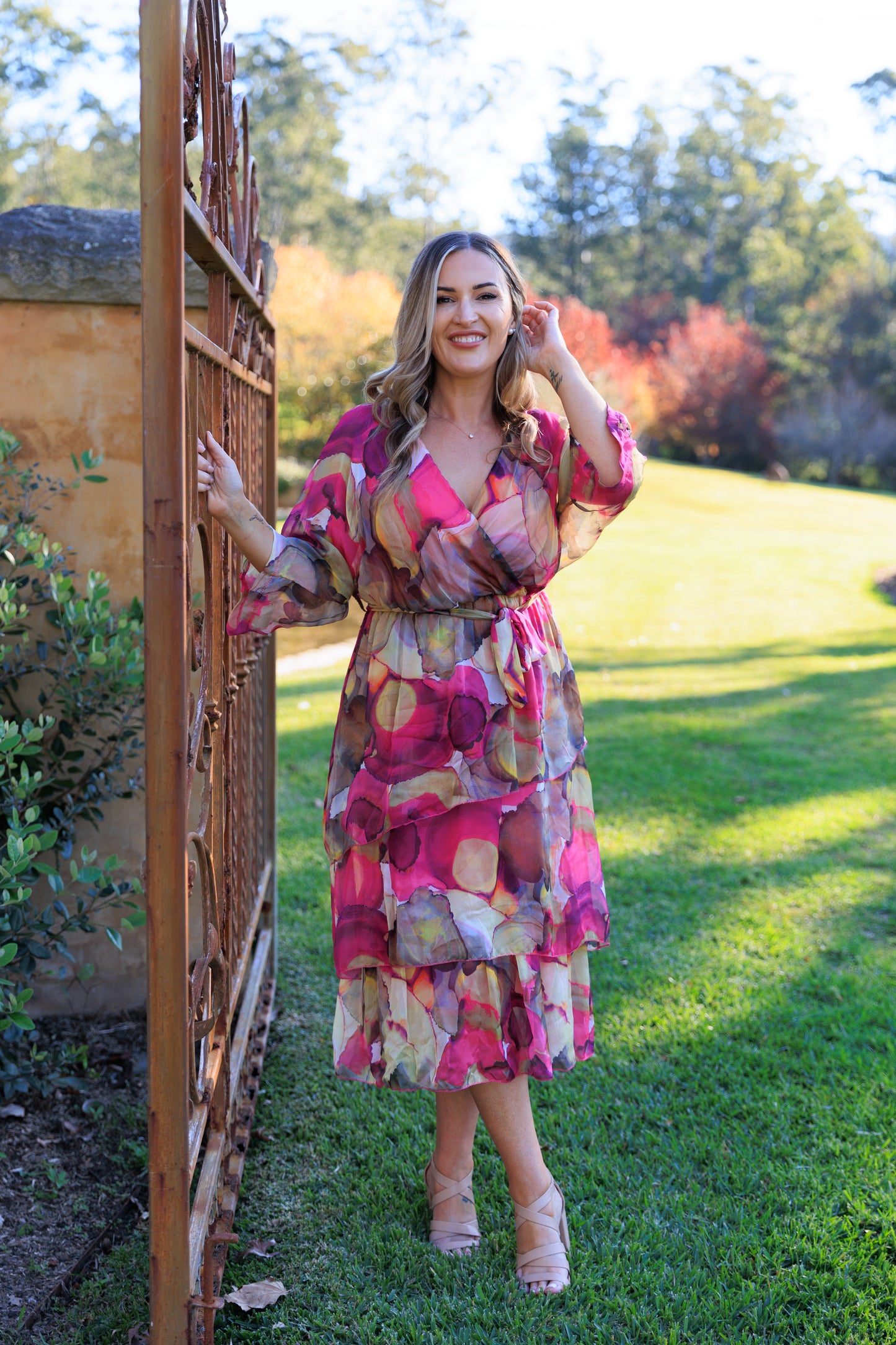 VERA MAY PINK ITALIAN SILK DRESS 6171