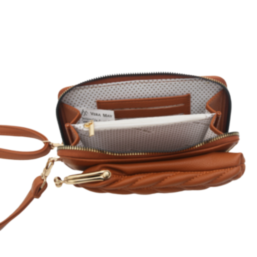 VERA MAY KALI BROWN VEGAN LEATHER HANDBAG