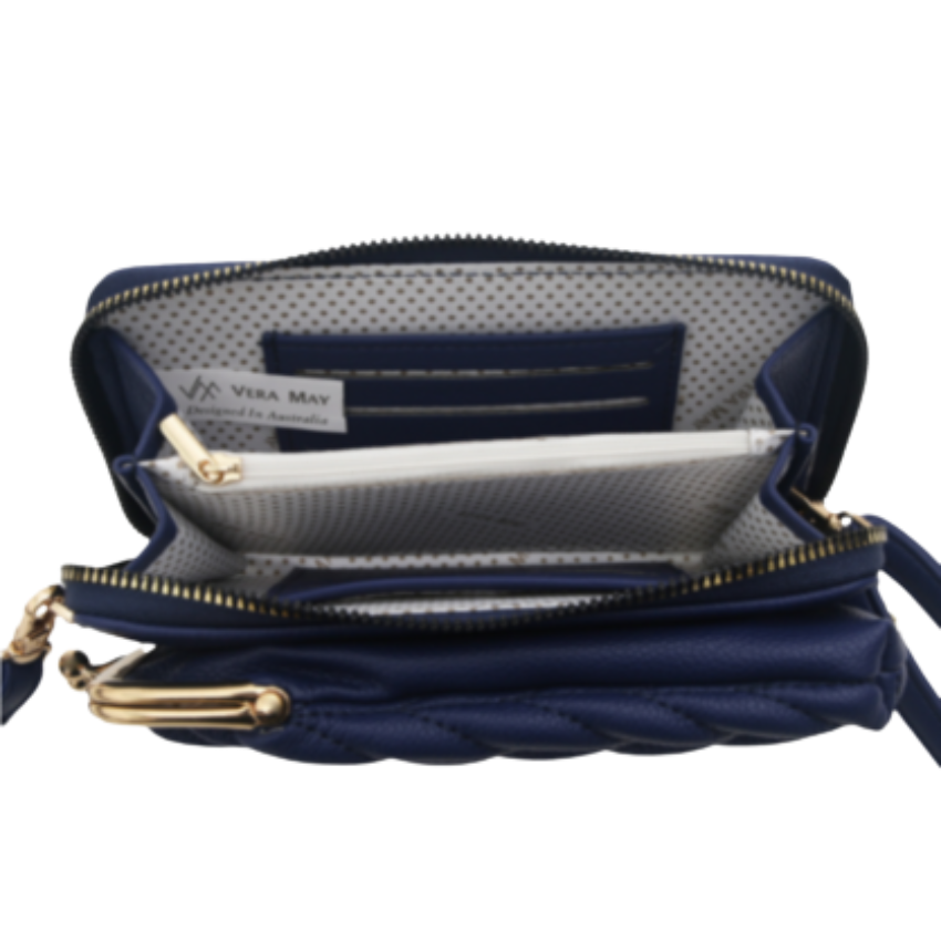 VERA MAY KALI BLUE VEGAN LEATHER HANDBAG