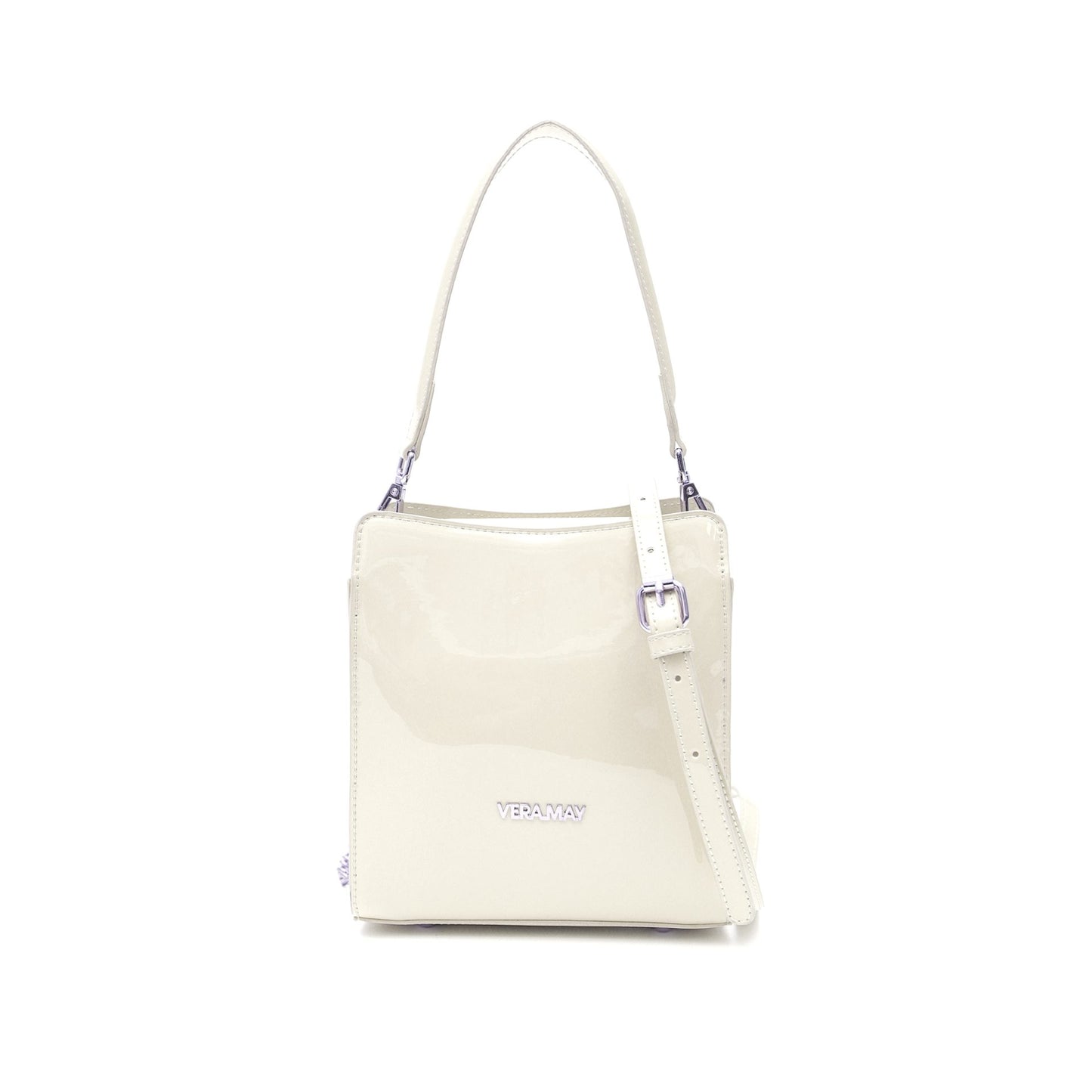VERA MAY LEWIN PEARL SHINY PATENT VEGAN LEATHER HANDBAG
