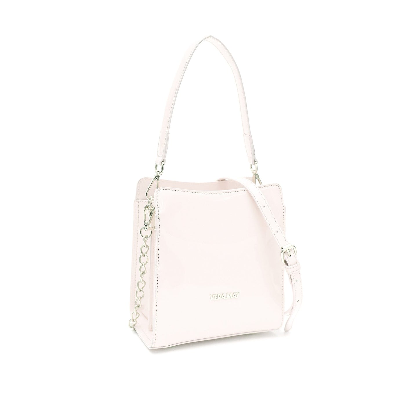 VERA MAY LEWIN PEARL SHINY PATENT VEGAN LEATHER HANDBAG