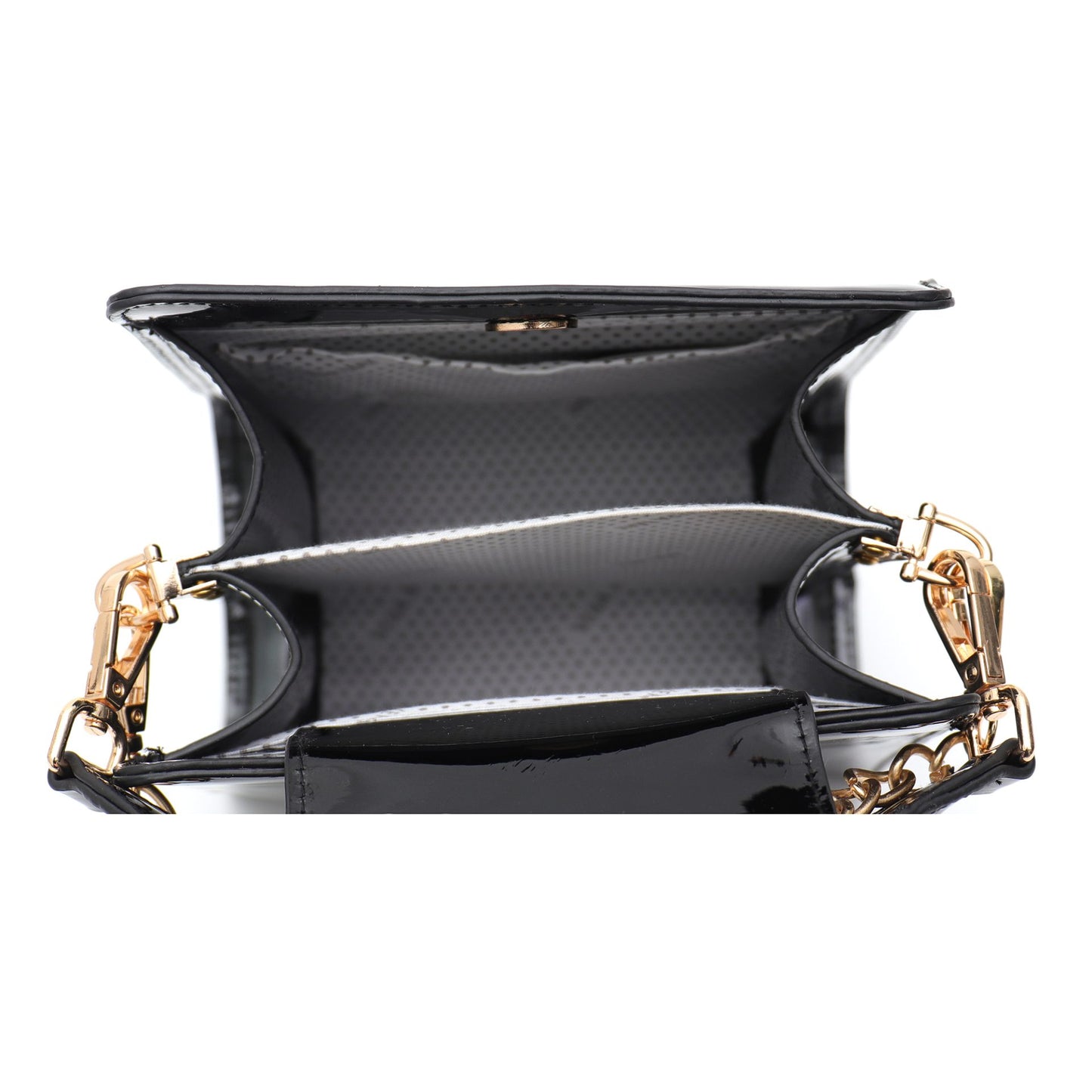 VERA MAY LEWIN BLACK SHINY PATENT VEGAN LEATHER HANDBAG
