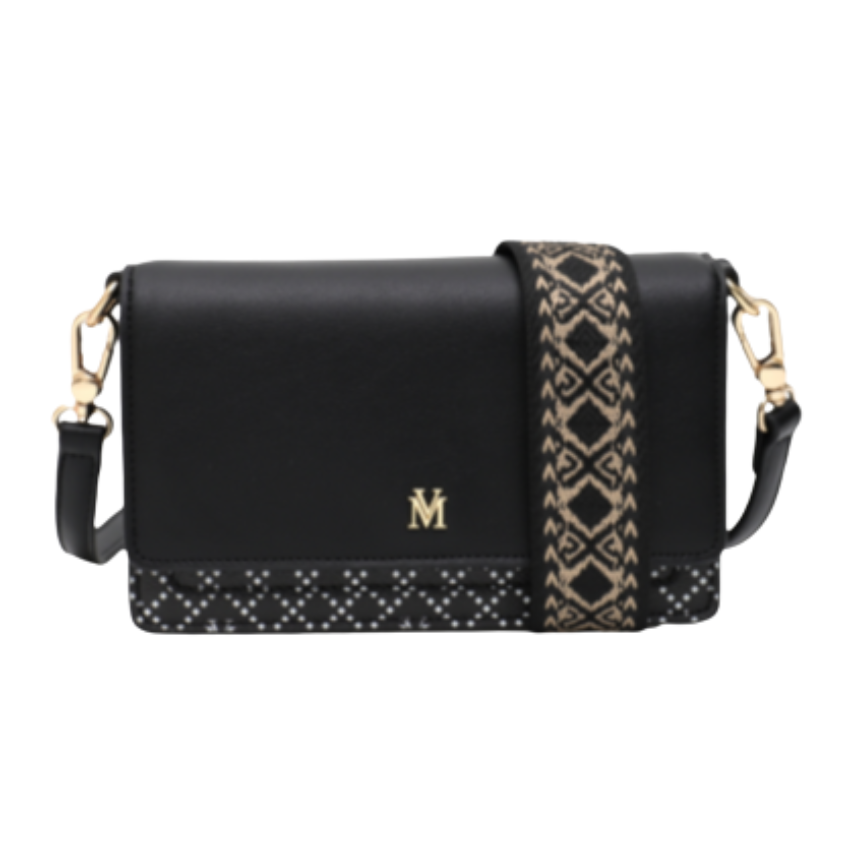 VERA MAY MILLY BLACK VEGAN LEATHER HANDBAG