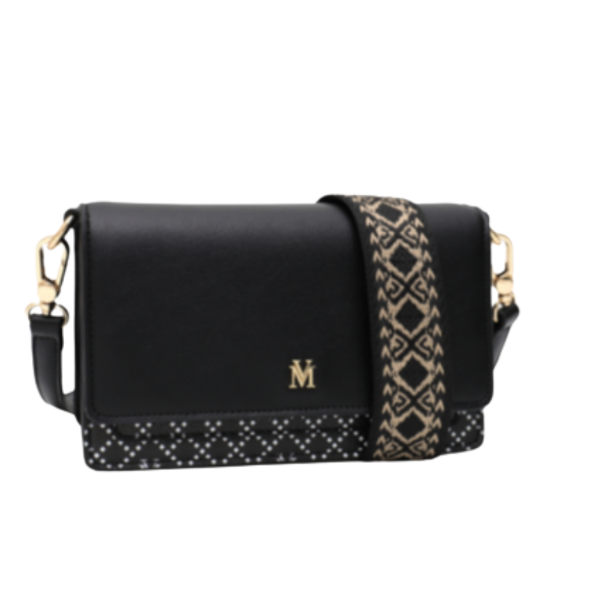 VERA MAY MILLY BLACK VEGAN LEATHER HANDBAG