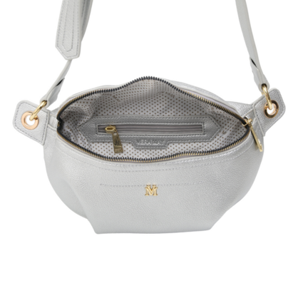 VERA MAY MINA SILVER VEGAN LEATHER HANDBAG