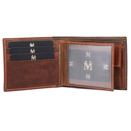 MS1 GENUINE COWHIDE LEATHER MENS BROWN SPORT WALLET