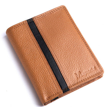 MS2 Camel Genuine Cowhide Leather Mens Slim Line Sport Wallet