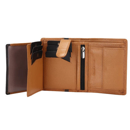 MS2 Camel Genuine Cowhide Leather Mens Slim Line Sport Wallet