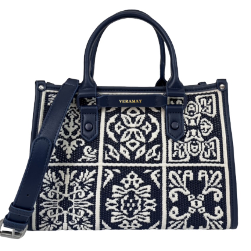 VERA MAY PIPPA NAVY VEGAN LEATHER HANDBAG