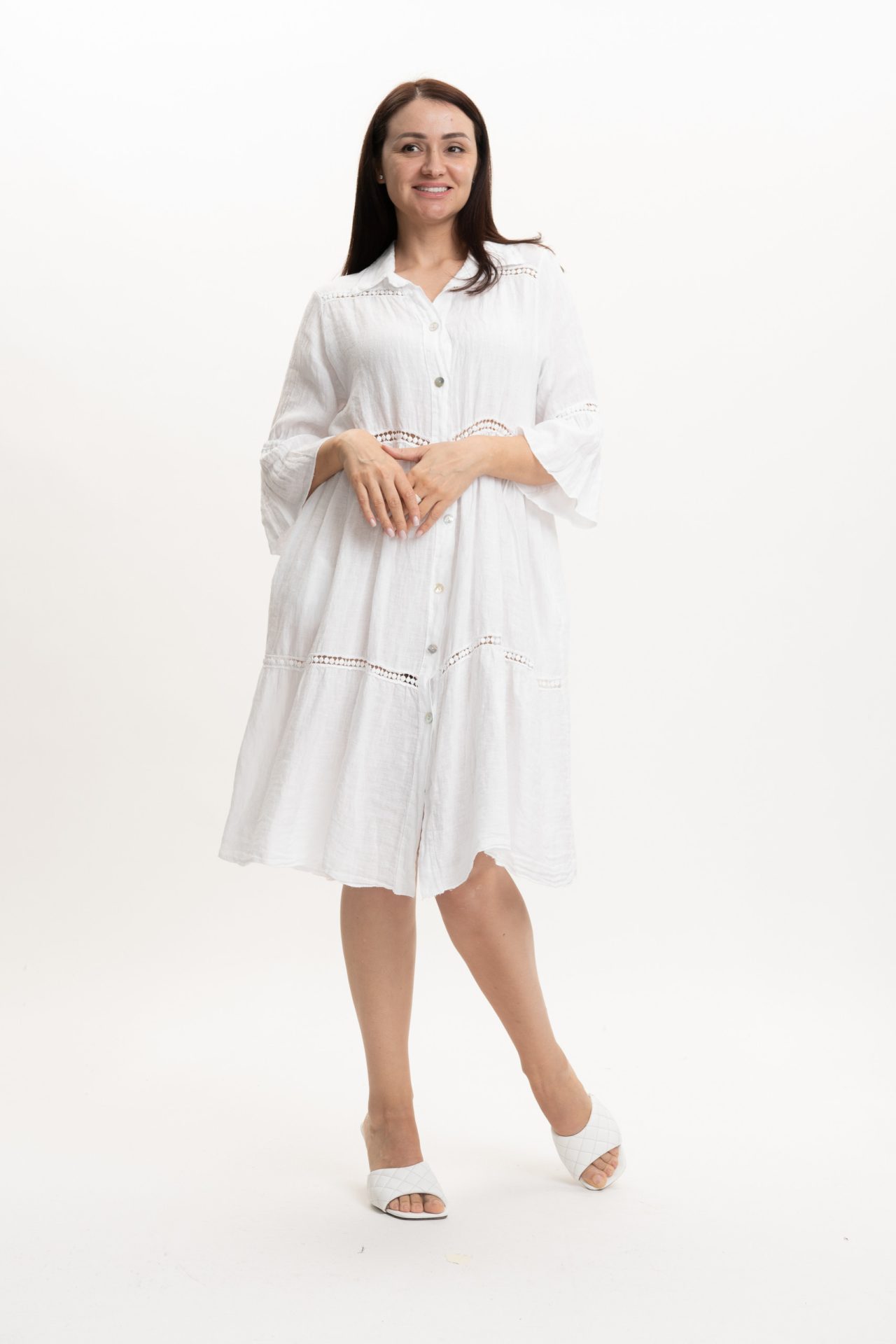 Vera May Italian Linen White Dress 2864