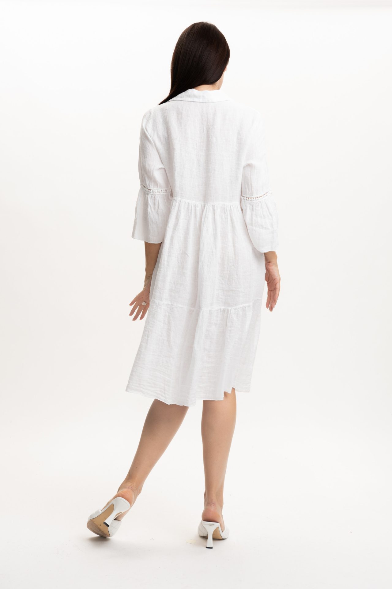 Vera May Italian Linen White Dress 2864