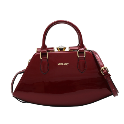 SSSABAH VERA MAY SHINY PATENT VEGAN RED HANDBAG