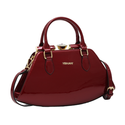 SSSABAH VERA MAY SHINY PATENT VEGAN RED HANDBAG