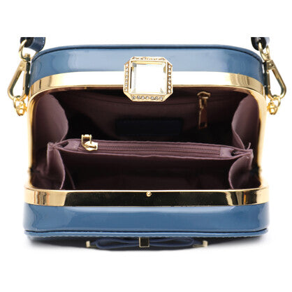 SADRIA VERA MAY SHINY PATENT VEGAN BLUE HANDBAG