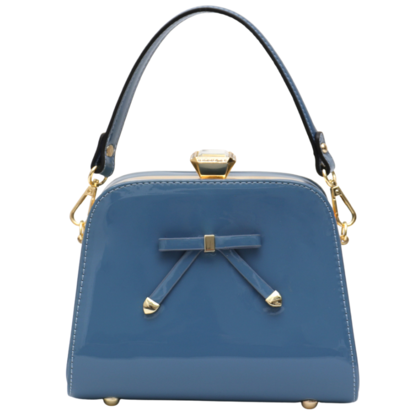 SADRIA VERA MAY SHINY PATENT VEGAN BLUE HANDBAG