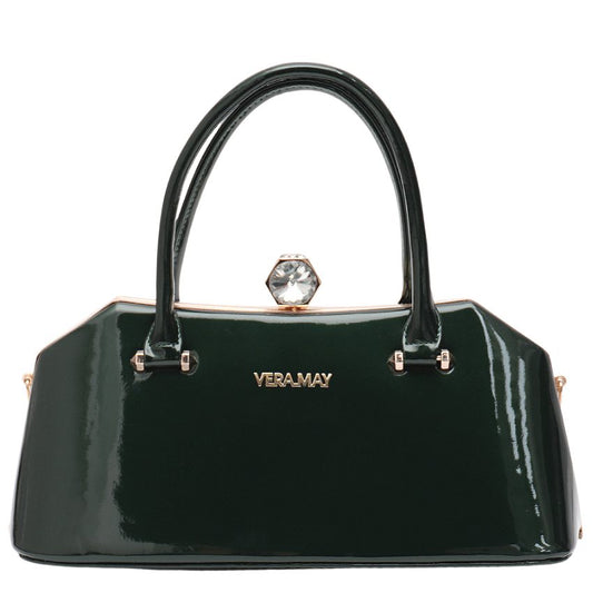 Sahara Vera May Shiny Patent Vegan Green Handbag