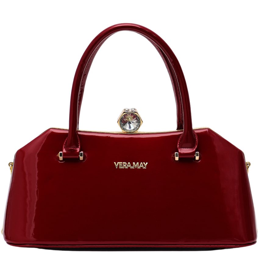 Sahara Vera May Shiny Patent Vegan Red Handbag