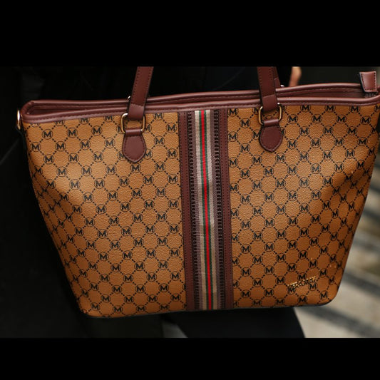 VERA MAY SAVONA BROWN VEGAN LEATHER LARGE HANDBAG